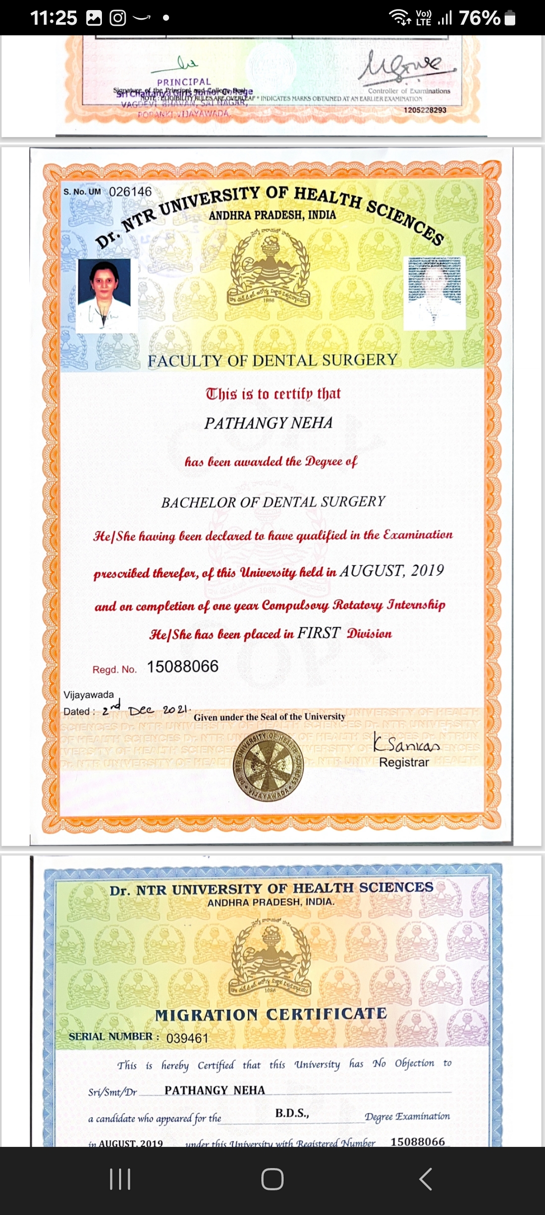Doctor's certificate