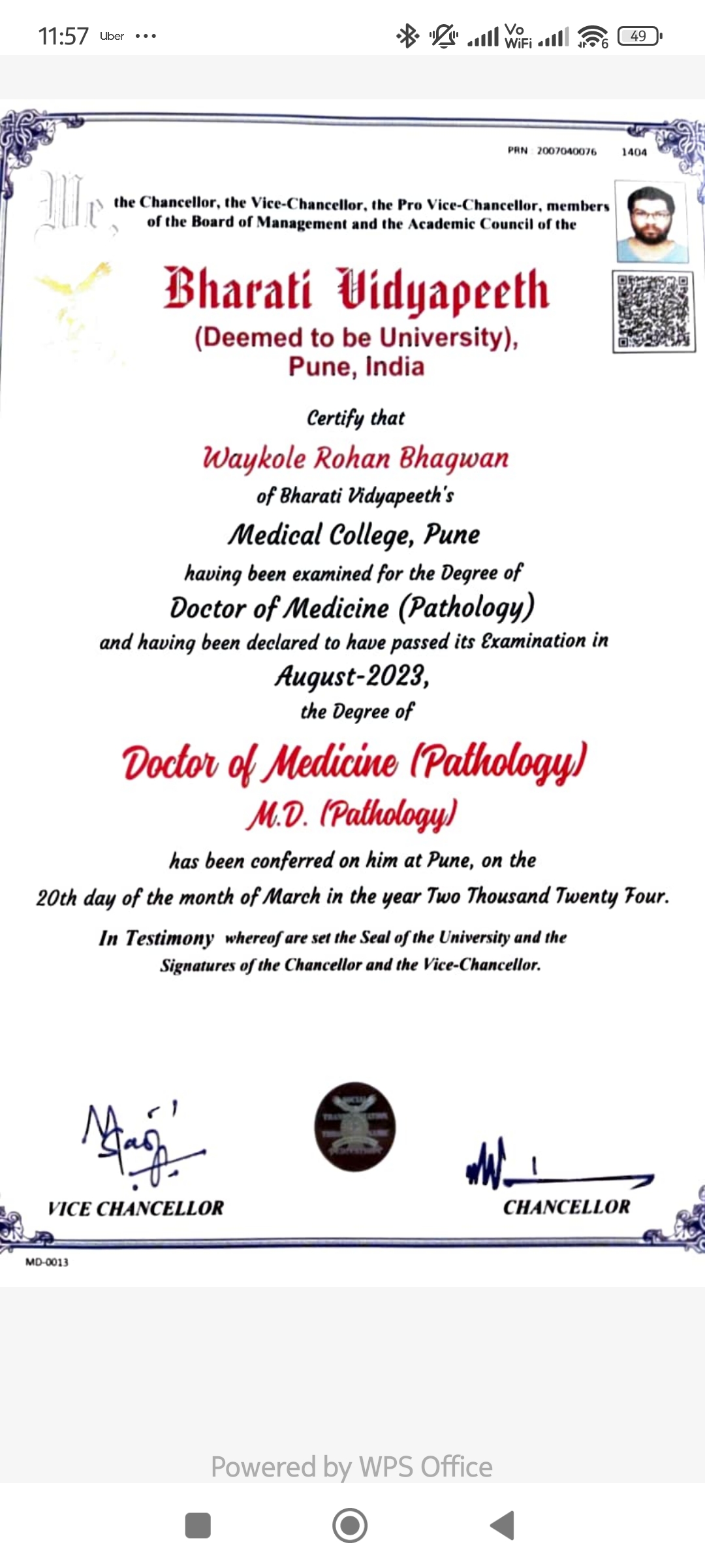 Doctor's certificate