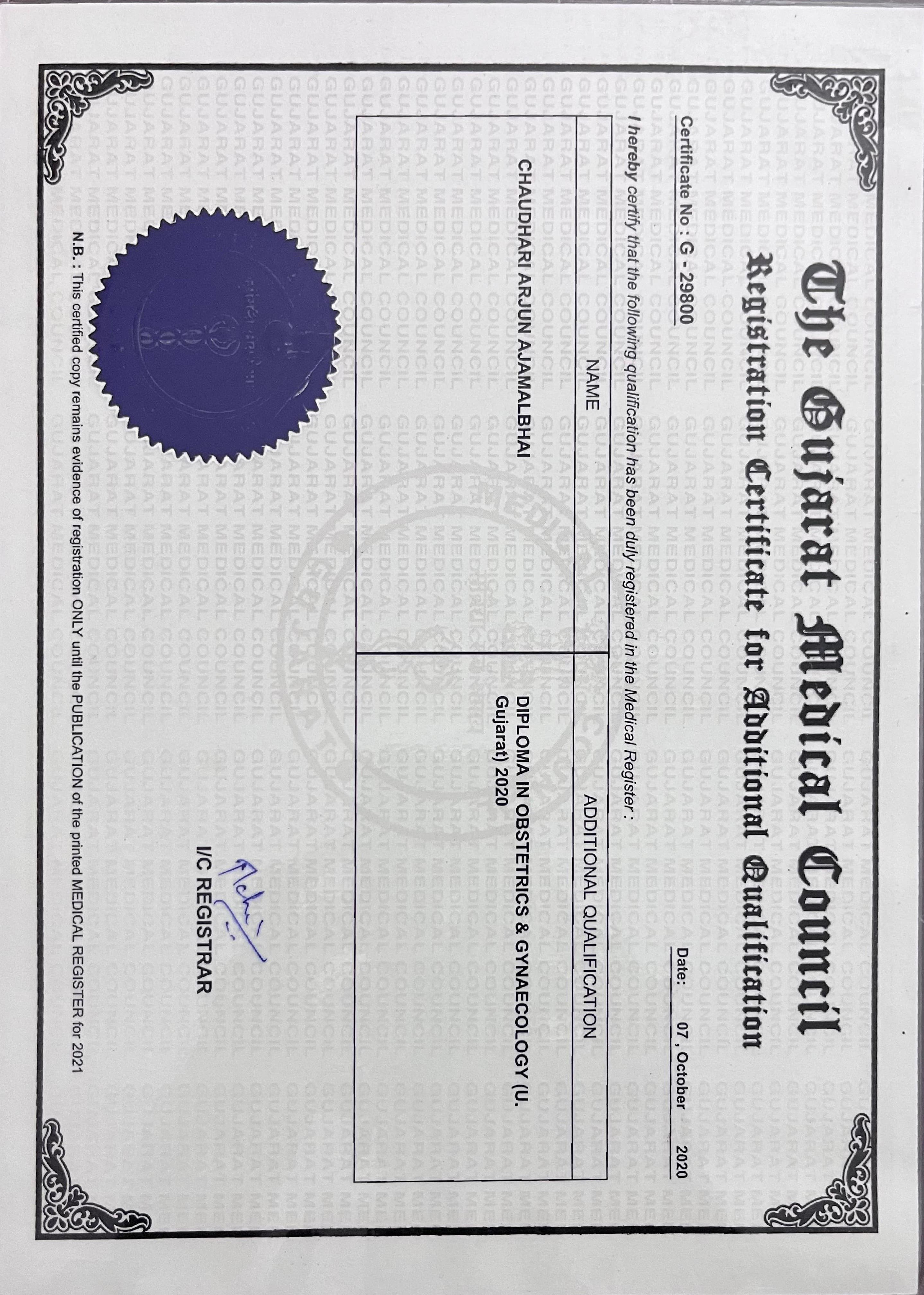 Doctor's certificate