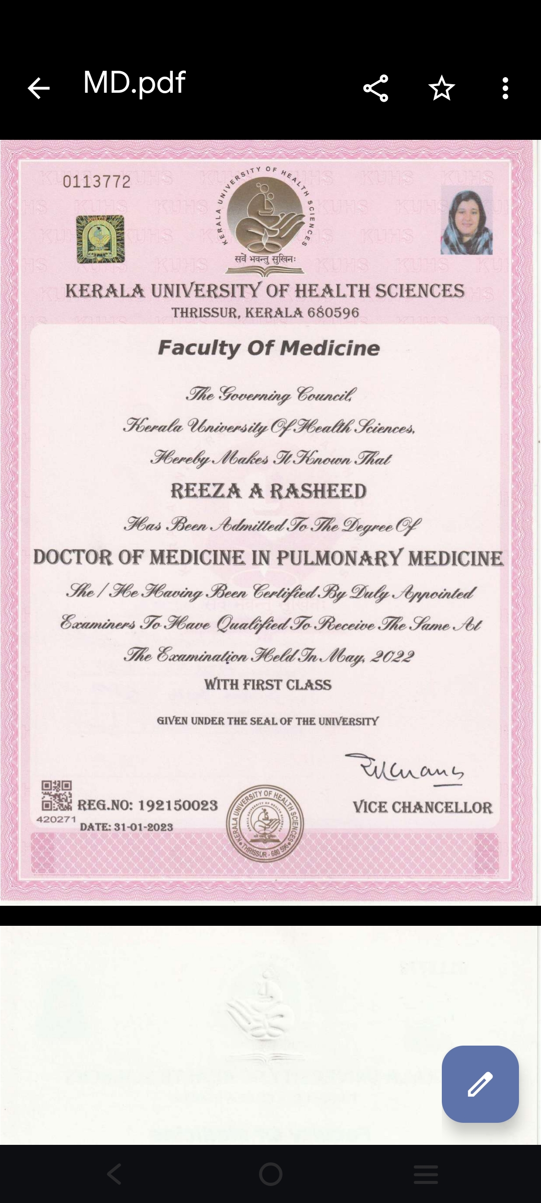 Doctor's certificate