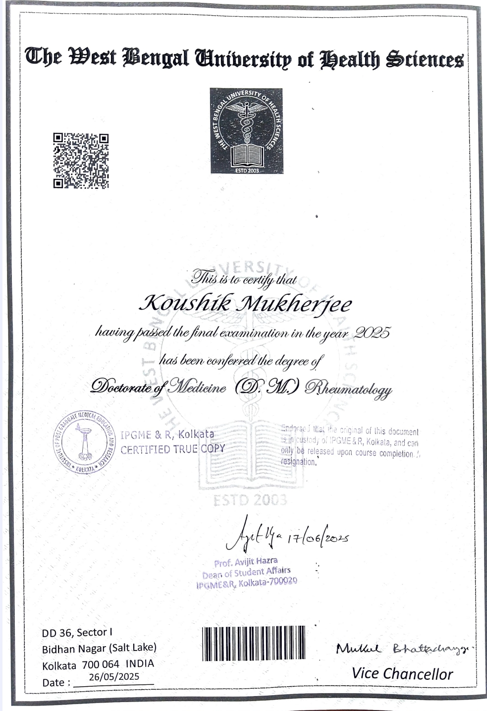 Doctor's certificate