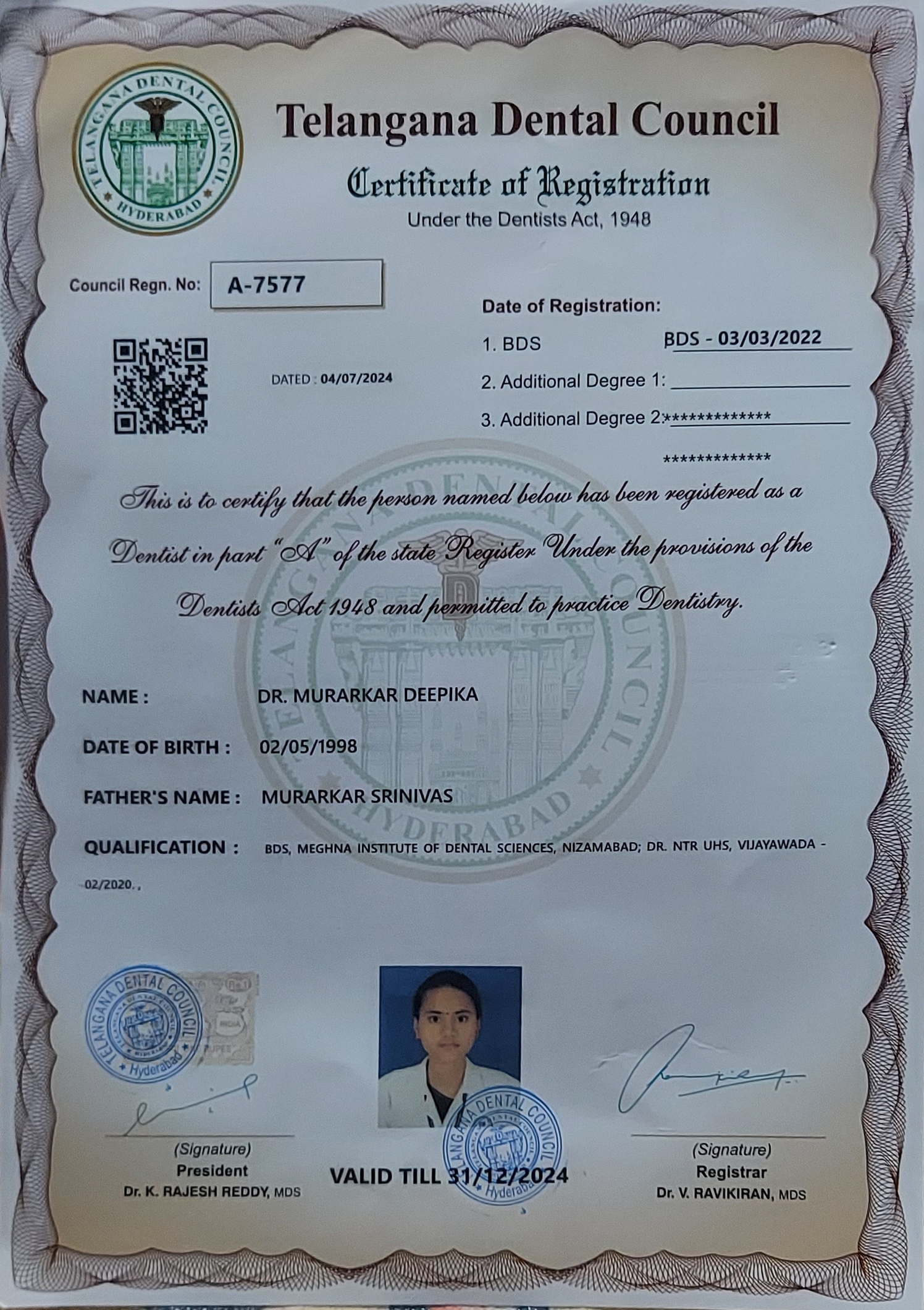 Doctor's certificate